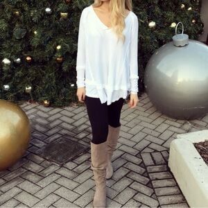 Free People White “Laguna” Thermal Top XS